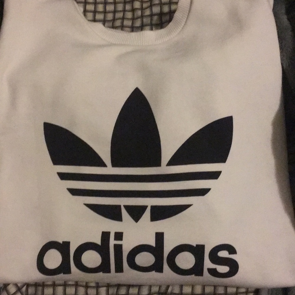White Adidas Crewneck Sweatshirt Size Medium